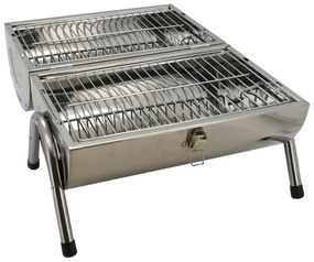 Grătar portabil cu cărbuni, crom lucios