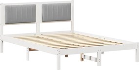 vidaXL Cadru de pat cu tăblie tapițată Gri deschis 135 x 190 cm