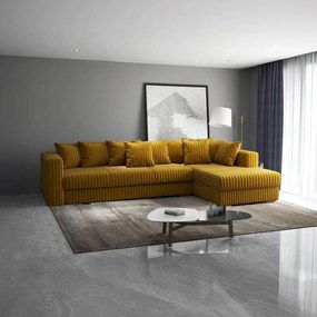 Colțar extensibil dumonde cu ladă de depozitare si sezut confortabil din spuma high-density, Gloria Ambience Mustar II 320x183 cm