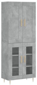 3199613 vidaXL Dulap înalt, gri beton, 69,5x34x180, lemn compozit