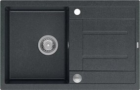 Chiuveta compozit incastrata Quadron Unique Morgan 111 negru - inox 78x50 cm