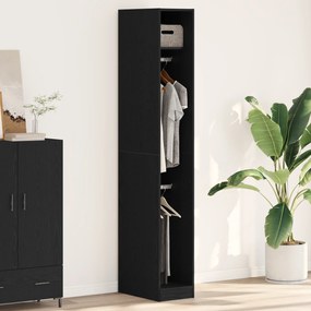 vidaXL Sifonier Negru Stejar 30 x 50 x 200 cm - făcut din lemn prelucrat.