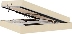 vidaXL Pat cu saltea și spațiu de depozitare Crem 200 x 200 cm