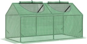 Outsunny Seră de Grădină Tip Cabană cu Acoperiș din PE, Seră pentru Grădină cu Țăruși și Margini Extinse, 120x60x60 cm, Verde | Aosom Romania