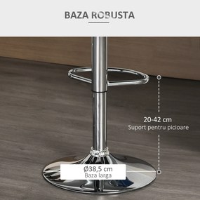 HOMCOM Set 2 Scaune de Bar Rotative cu Înălțime Reglabilă, Tetieră pentru Picioare și Spătar, 47x51,5x111,5 cm, Gri | Aosom Romania