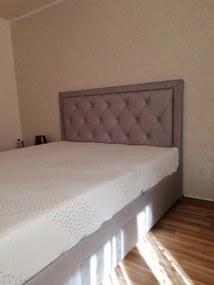 Pat tapitat dormitor ,de lux , pentru saltea , stofa gri,cu sertare si suport saltea inclus 160x200 cm -loc saltea