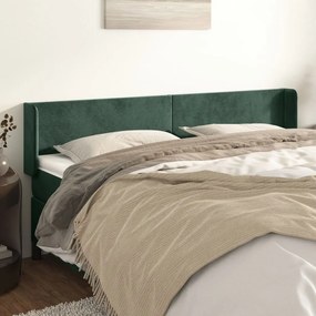 3118551 vidaXL Tăblie de pat cu aripioare verde închis 183x16x78/88 cm catifea