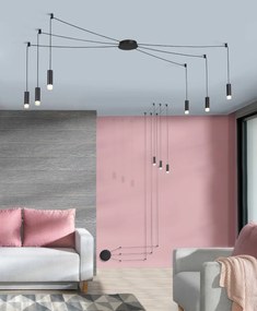Lustra moderna cu 10 pendule de 6metri Ziko G9 negru
