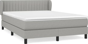 vidaXL Pat box spring cu saltea, gri deschis, 140x190 cm, textil