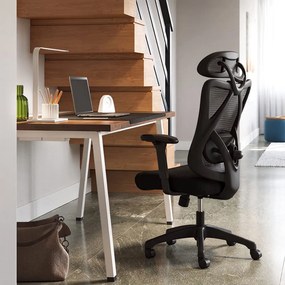 Scaun de birou cu tetieră MAGNUS, max. 150 kg, negru SongmicsHome
