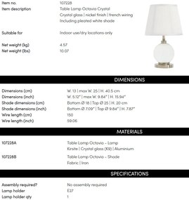 Veioza, lampa de masa LUX crystal glass, Octavia 107228 HZ