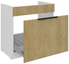 Dulap inferior de bucătărie pod drez Carminia 80 ZL 1S BB PREMIUM BOX (stejar cremona + alb). 1128040