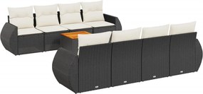 vidaXL Set mobilier de grădină cu perne, 9 piese, negru, poliratan