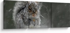 Tablou - Veveriță iarna (cu ceas) (90x30 cm)