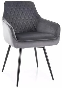Scaun rotativ Marlo velvet gri/negru Blu14