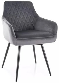 Scaun rotativ Marlo velvet gri/negru Blu14