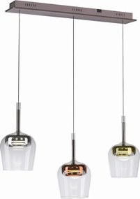 Lustra LED Smart cu Telecomanda, CCT, 3 pendule, Sticla, Multicolor, Q-KON