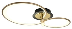 Lustra LED Maddy, Cu Telecomanda, 3 Tipuri De Lumina, Intensitate Reglabila, 53W, Negru/Auriu