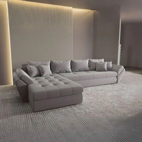 Colțar extensibil dumonde cu ladă de depozitare si sezut confortabil din spuma high-density, Loana XL Royal Gri 335x185 cm