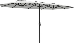 Outsunny Umbrelă Dublă de Grădină 4.6x2.7 m, Umbrelă de Exterior cu Manivelă, Husă Protectoare, 12 Spițe, Anti UV 50+, pentru Terasă Balcon Piscină Grădină, Alb | Aosom Romania