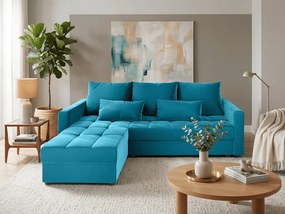 Canapea coltar extensibil ZENOVA 220 x 140 cm, reversibila – albastru