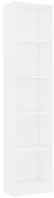 800846 vidaXL Bibliotecă cu 5 rafturi, alb, 40 x 24 x 175 cm, PAL