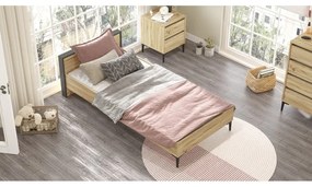 Pat în culoare naturală cu somieră 90x200 cm AR5 – Kalune Design