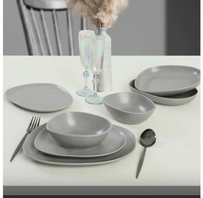 Set de veselă, 24 piese, gri, din ceramică