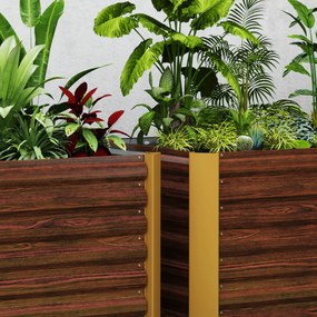 Outsunny Set paturi înălțate 2 buc., jardiniere, extra adânci, metal, 120 x 60 x 60 cm Maro | Aosom Romania