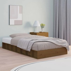 vidaXL Cadru de pat mic Single maro miere 75x190 cm lemn masiv