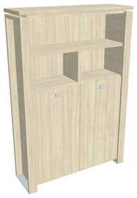Dulap înalt pentru haine Verno+ 140 x 46 x 210 cm, cu rafturi, salcâm