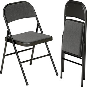 HOMCOM Set de 2 scaune pliante pentru sufragerie, portabile, cadru din oțel dim. 45l x 46P x 78H cm negru | Aosom Romania