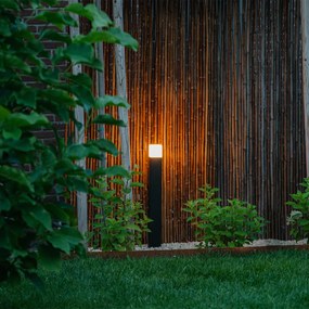 Lampă de exterior cu picior neagră cu abajur opalescent alb 70 cm - Denmark