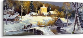 Tablou - Orășel iarna (120x50 cm)