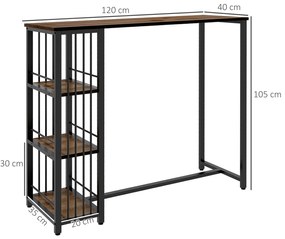 HOMCOM Masa de bar masa inalta de bucatarie mange-debout cu rafturi 120 x 40 x 105 cm picior otel negru | Aosom Romania