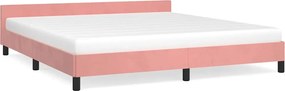 vidaXL Cadru de pat cu tăblie fără saltea, roz, 160x200 cm, catifea