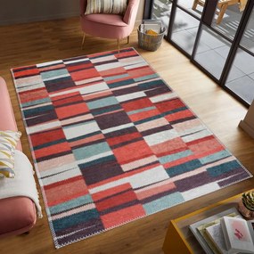 Covor roșu lavabil 60x100 cm Blocks of Fun – Vitaus