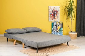 Canapea Extensibila 2 Locuri, Cadru Metalic, Folde, Gri Deschis