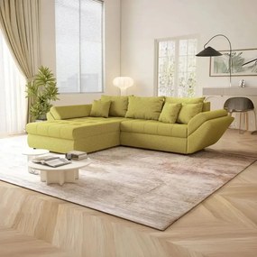 Colțar extensibil dumonde cu ladă de depozitare si sezut confortabil din spuma high-density, Loana Enjoy Green 270x185 cm