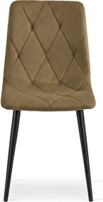 Scaun de catifea maro LIBRA OLIVE BROWN cu picioare negre