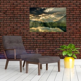 Tablou cu lac și soarele translucid (90x60 cm)