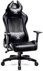 Scaun gaming, ergonomic, masaj pernă lombară, brațe reglabile 2D, piele PU, roți silențioase, rezistent 150 KG, Negru/Alb