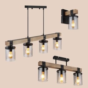 Brilagi - Lustră aplicată VISTA, 3x E27/60W/230V, finisaj stejar