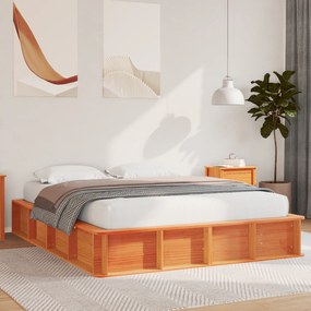 vidaXL Cadru de pat cu depozitare liftabilă, maro, 150 x 200 cm, din lemn masiv de pin