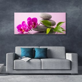 Tablou pe panza canvas Pietrele florale flori roz gri