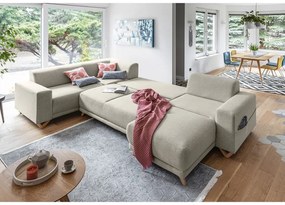 Colțar bej extensibil/cu spațiu de depozitare (cu colț pe partea stângă/în formă de "U") Classy Sophie – Miuform