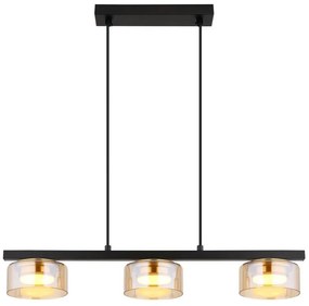 Lustra suspendata din metal negru cu sticla chihlimbar HIGGINS 3L