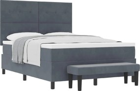 vidaXL Pat cu arcuri cu saltea Gri închis 160 x 200 cm Catifea