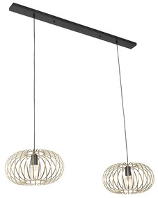 Lampă suspendată design alamă cu 2 lumini - Johanna