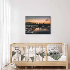 Tablou pe sticlă - orașul port (70x50 cm)